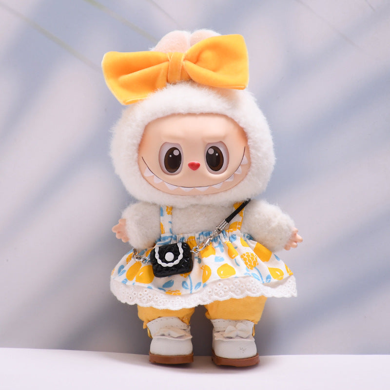 Baby Clothes Only] First, Second and Third Generation Pendants Labub Bow Small Flower Skirt Pants Suit Labub Replacement Baby Clothes