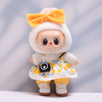 Baby Clothes Only] First, Second and Third Generation Pendants Labub Bow Small Flower Skirt Pants Suit Labub Replacement Baby Clothes