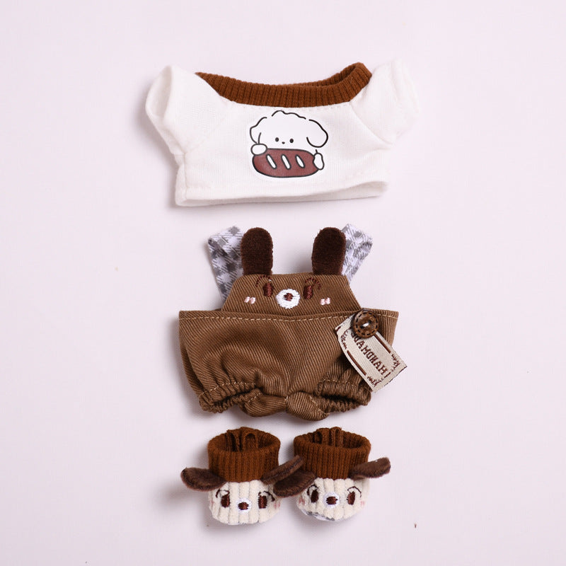Only clothes] 17cm pendant cloth cloth clothes small brown dog suspenders suit baby clothes labubu cute