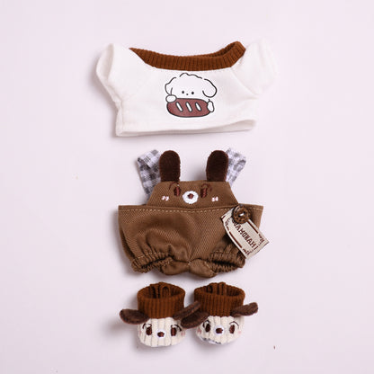 Only clothes] 17cm pendant cloth cloth clothes small brown dog suspenders suit baby clothes labubu cute