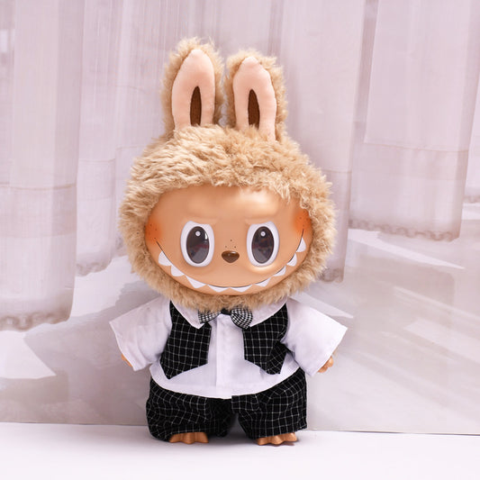 Only doll clothes] 38cm cloth clothes white crown wedding dress set large LABUBU wedding doll dress