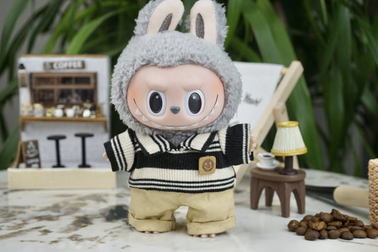 Labubu Doll Polo Shirt & Pants Outfit for 17cm Vinyl Doll