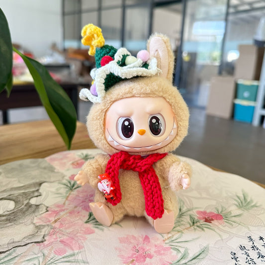 Only clothes] one or two generations of labubu Christmas clothes Christmas hat towel suit LABUBU doll change