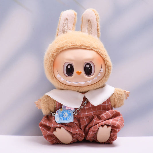 Only baby clothes] one or two generation pendant labubu clothes plaid suspenders camera suit labubu baby clothes
