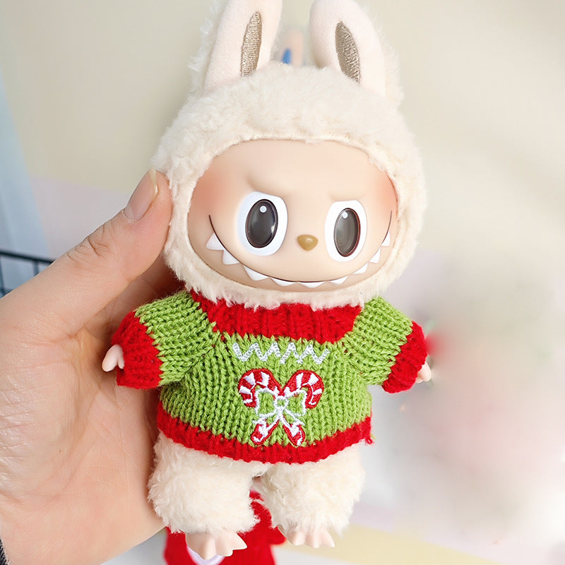 Sweater suitable for pulling cloth pendant clothes for knitted sweater 17cm labubu pendant doll clothes replacement