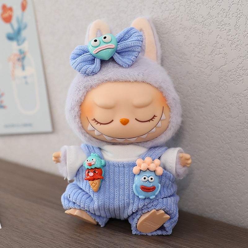 LABUBU Sitting Party Doll Rab Bub Macaron 2nd Generation Sitting Vinyl Doll Dress Dress for Dress
