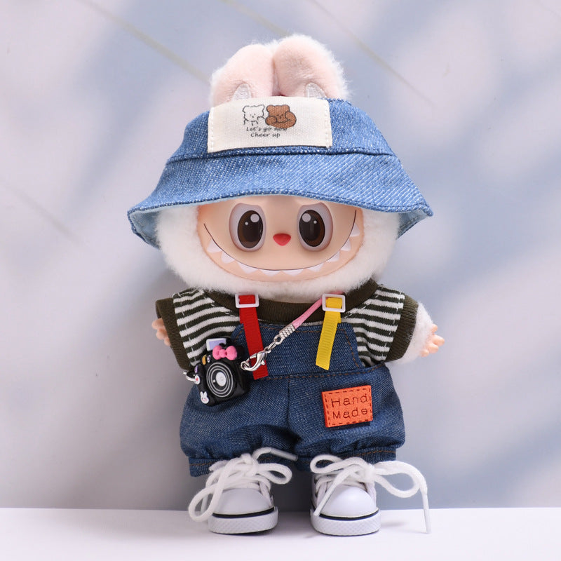 Only baby clothes] one, two and three generations of pendants labubu clothes Denim pants striped T labubu baby clothes
