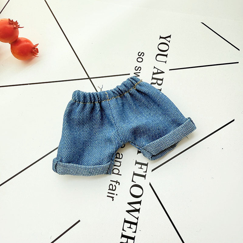 Clothes Only] 17cm Pendant Labubu Clothes Cat t Camellia Straw Hat Suit Labubu Doll Clothes