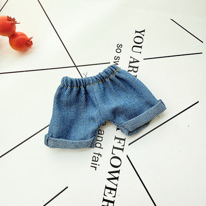 Clothes Only] 17cm Pendant Labubu Clothes Cat t Camellia Straw Hat Suit Labubu Doll Clothes