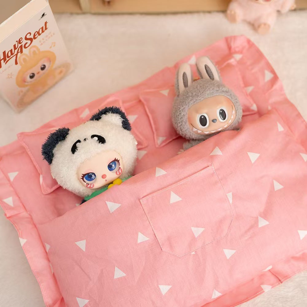 Labubu 17cm Doll Sleeping Bag Set with Mini Pillow - Cute Patterns