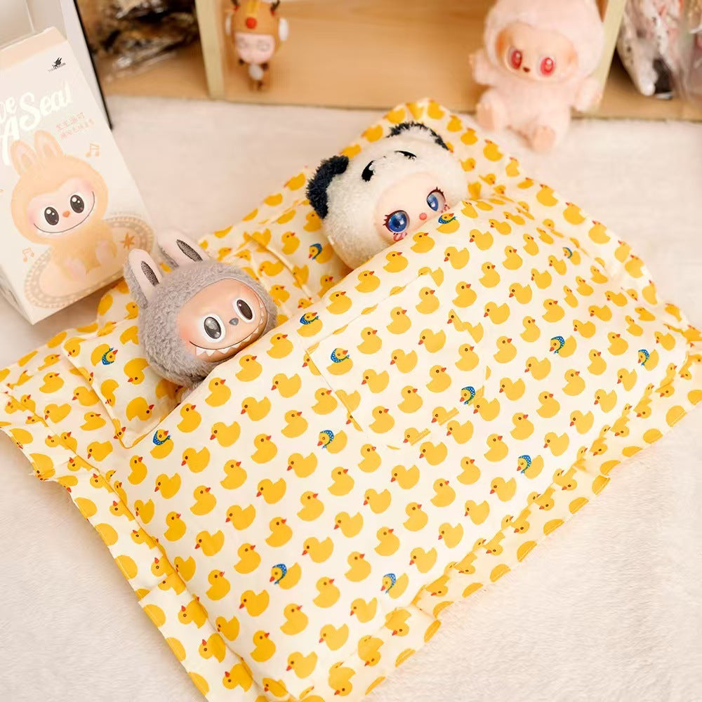 Labubu 17cm Doll Sleeping Bag Set with Mini Pillow - Cute Patterns