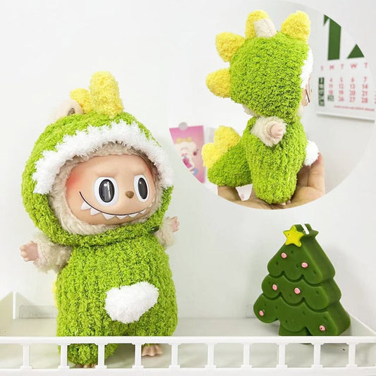 Only clothes] 15CM blind box macaron Labubu clothes Labubu cloud velvet series powder pig elk