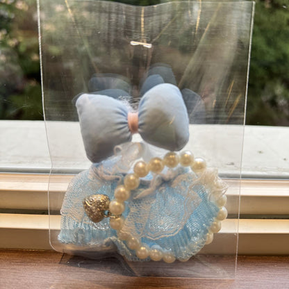 Labubu Doll Pearl Necklace Skirt with Bow - Yellow, Blue, Green, Pink