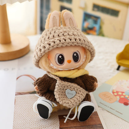 17cm labubu labubu pendant clothes generation 2 generation sitting party suit for sweater hat shoes
