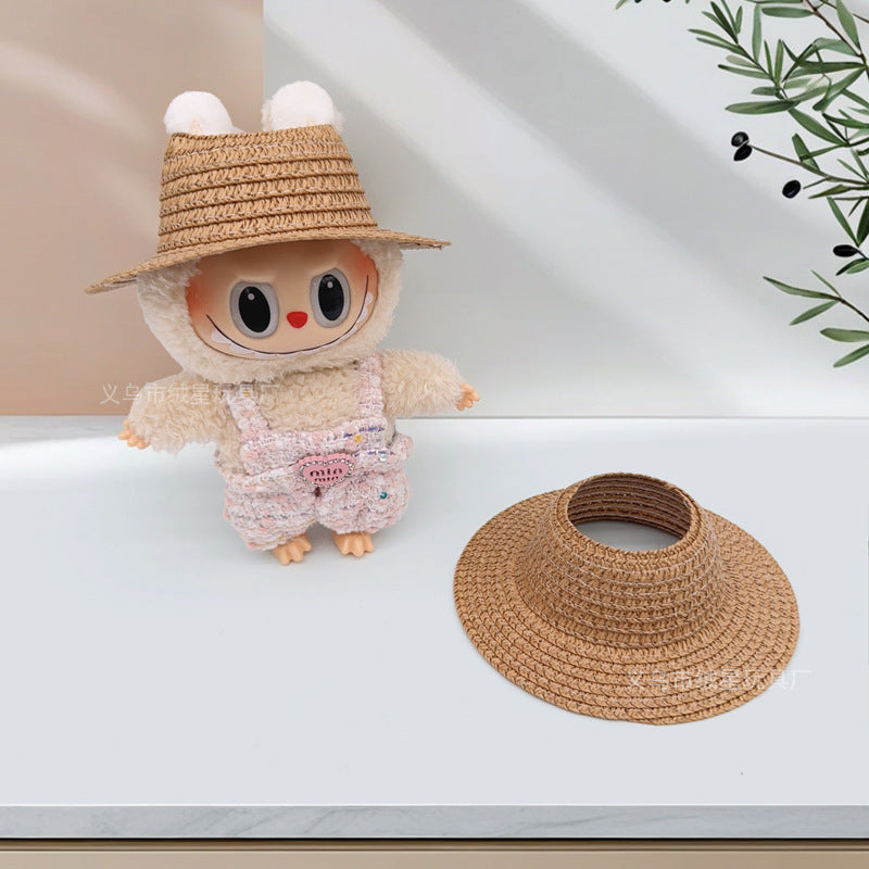 Labubu Empty Top Open Straw Hat Woven Hat Party Clothing Accessories Pastoral Style Labubu Doll Clothes Decorative Matching