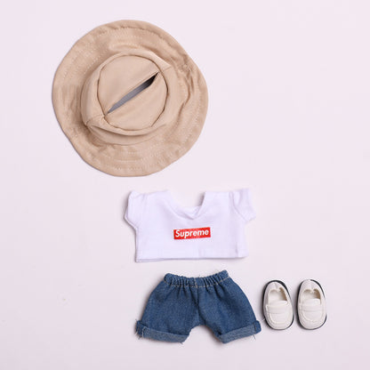 Only clothes] 17cm blind box pull cloth clothes for Labubu vinyl pendant doll casual T-shirt suit