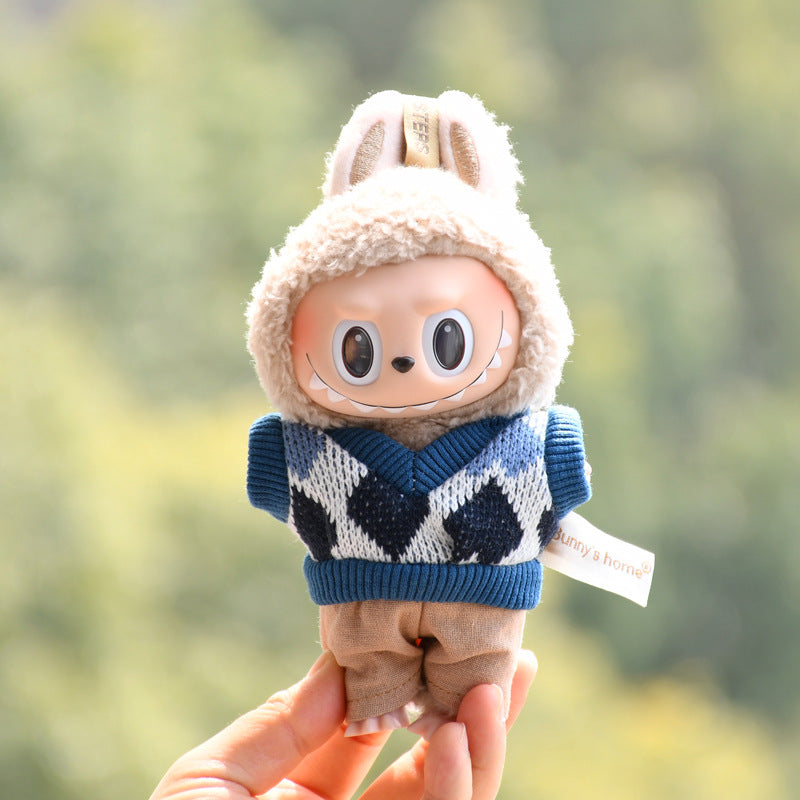 Only baby clothes] 17cm blind box cloth hanging clothes bear corduroy suspenders pants T-shirt key chain baby clothes