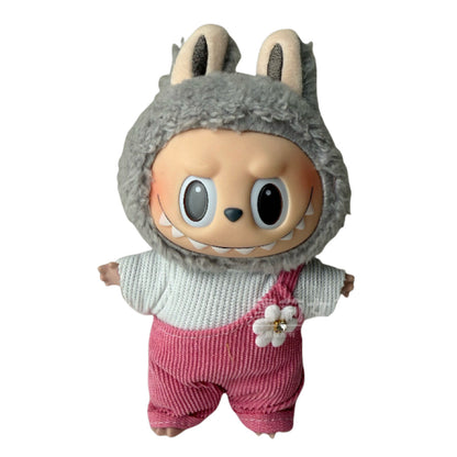 Labubu Doll Outfit - 17cm Baby Clothes with Straw Hat & Sling Dress