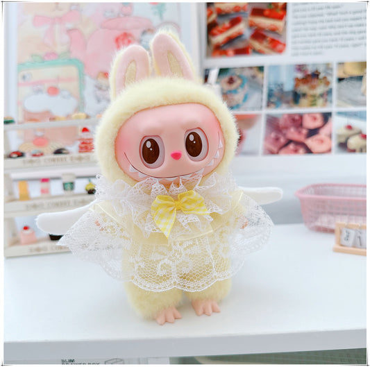 Labubu 17cm Doll Lace Bib Scarf - Pink, Yellow, Blue