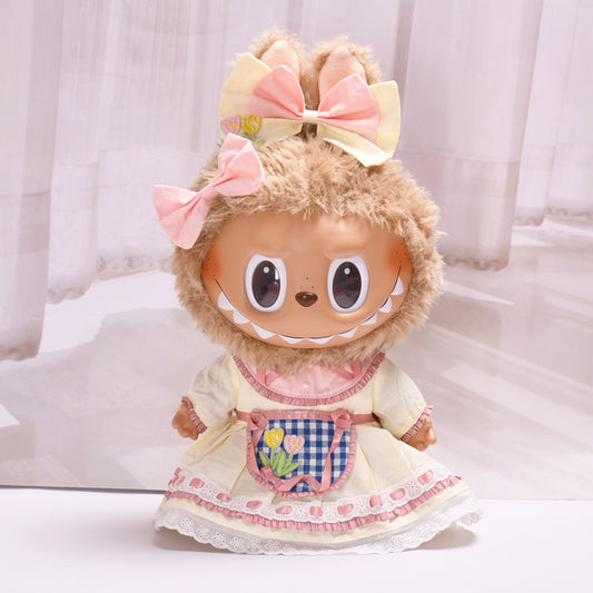 Only doll clothes] 38cm labubu doll clothes spring and summer tulip dress suit labubu doll dress