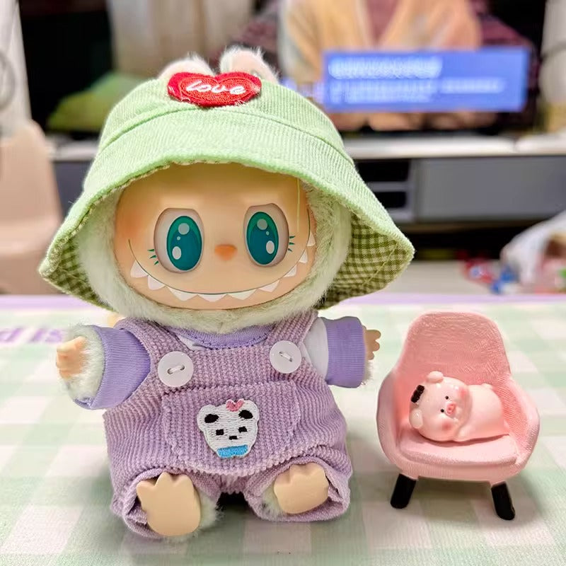 Clothes Only] First/Second Generation Pendant Labubu Clothes Rab Sit Party Doll Shark Elk suit