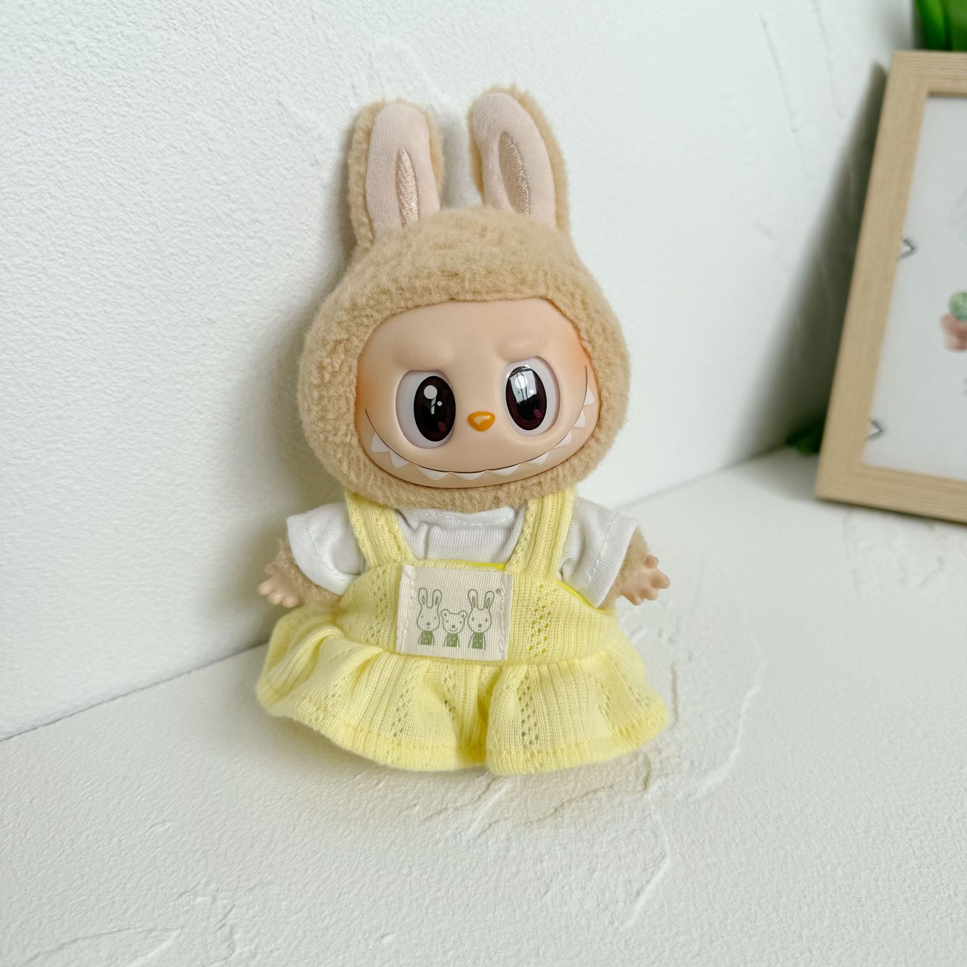 Clothes Only] 17cm Labubu Pendant Couple T-Shirt Overalls Skirt Clothing Accessories Blind Box Doll Clothes