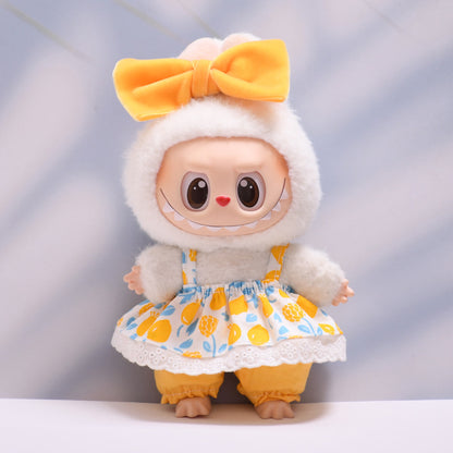 Baby Clothes Only] First, Second and Third Generation Pendants Labub Bow Small Flower Skirt Pants Suit Labub Replacement Baby Clothes