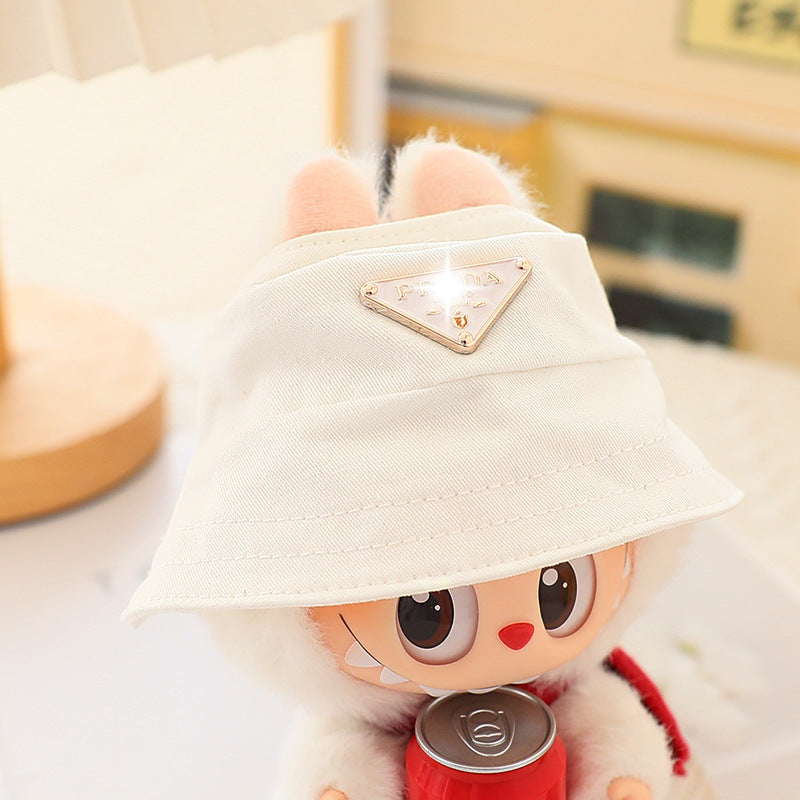 17cm Labubu Fisherman Hat Macaron Vinyl Face Labubu Doll Doll Triangle suit Glasses