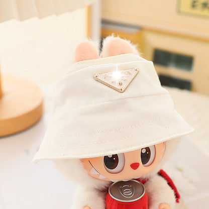 17cm Labubu Fisherman Hat Macaron Vinyl Face Labubu Doll Doll Triangle suit Glasses