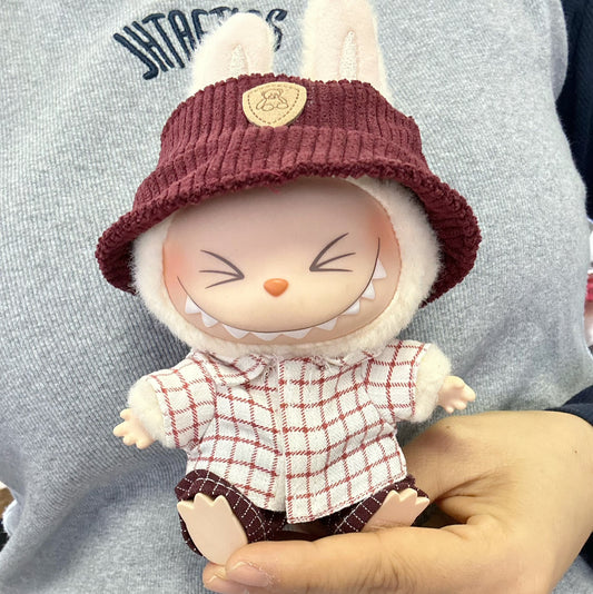Clothes Only] The First and Second Generation Blind Box Labubu Doll Clothes Pendant LABUBU suit for Mustard Green Plaid