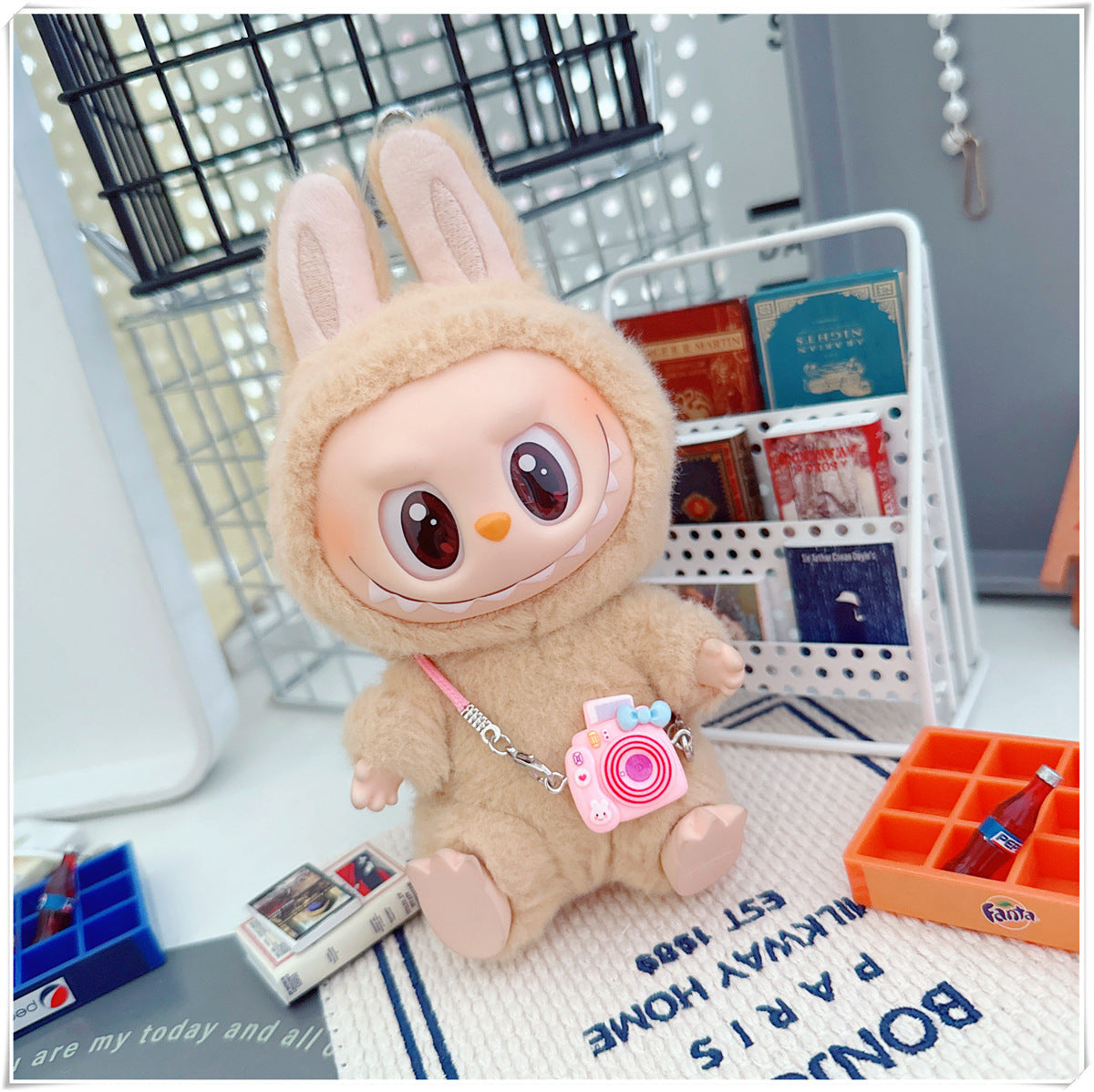 Labubu Doll Clothes - Sweet Dog Travel Outfit & Camera Bags
