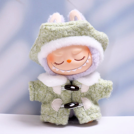 Labubu Doll Beret Coat Set - Pink & Green Outfits for 1st & 2nd Gen Pendant Dolls