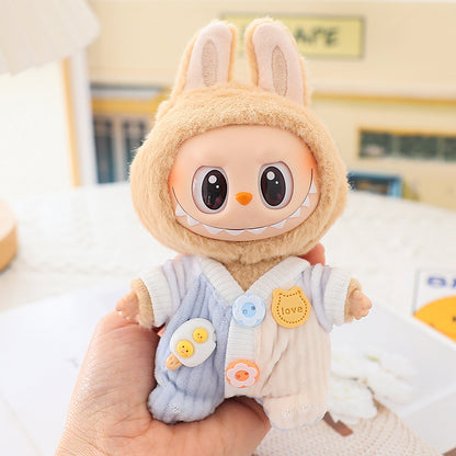Labubu doll clothes 17cm climbing clothes jumpsuit blind box generation 2 generation labubu pendant doll with replacement clothes