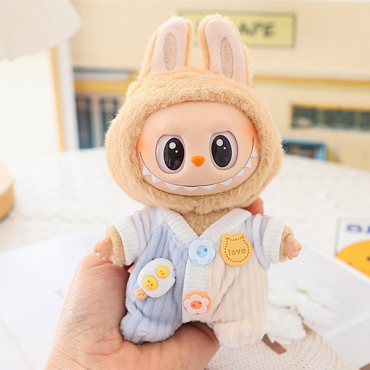 Labubu doll clothes 17cm climbing clothes jumpsuit blind box generation 2 generation labubu pendant doll with replacement clothes