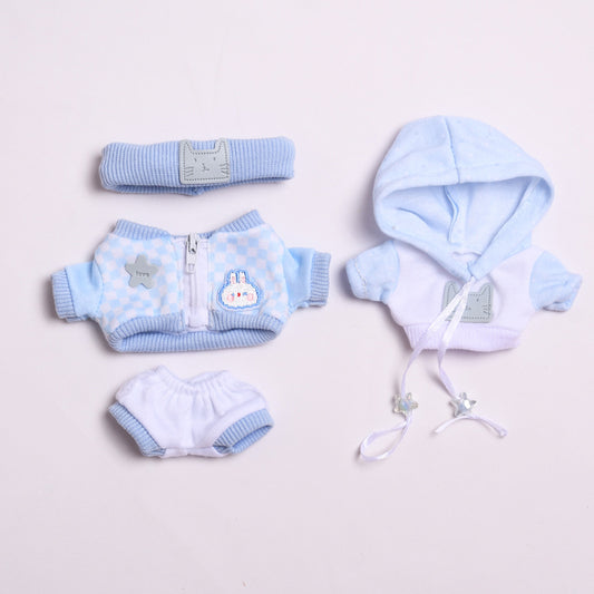 Labubu Doll Blue Jacket Sweater Outfit for 17cm Vinyl Pendant Doll