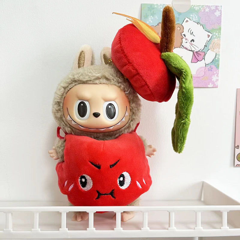 Only clothes] 17CM Rab cloth headgear key chain LABUBU outside with French fries potato chips bread baby hat