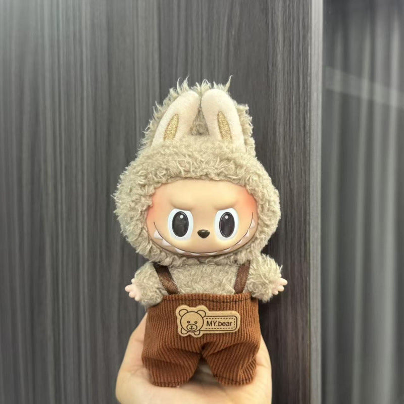 Rab cloth doll labubu17cm pendant one or two generations of vinyl plush doll suit accessories for clothes
