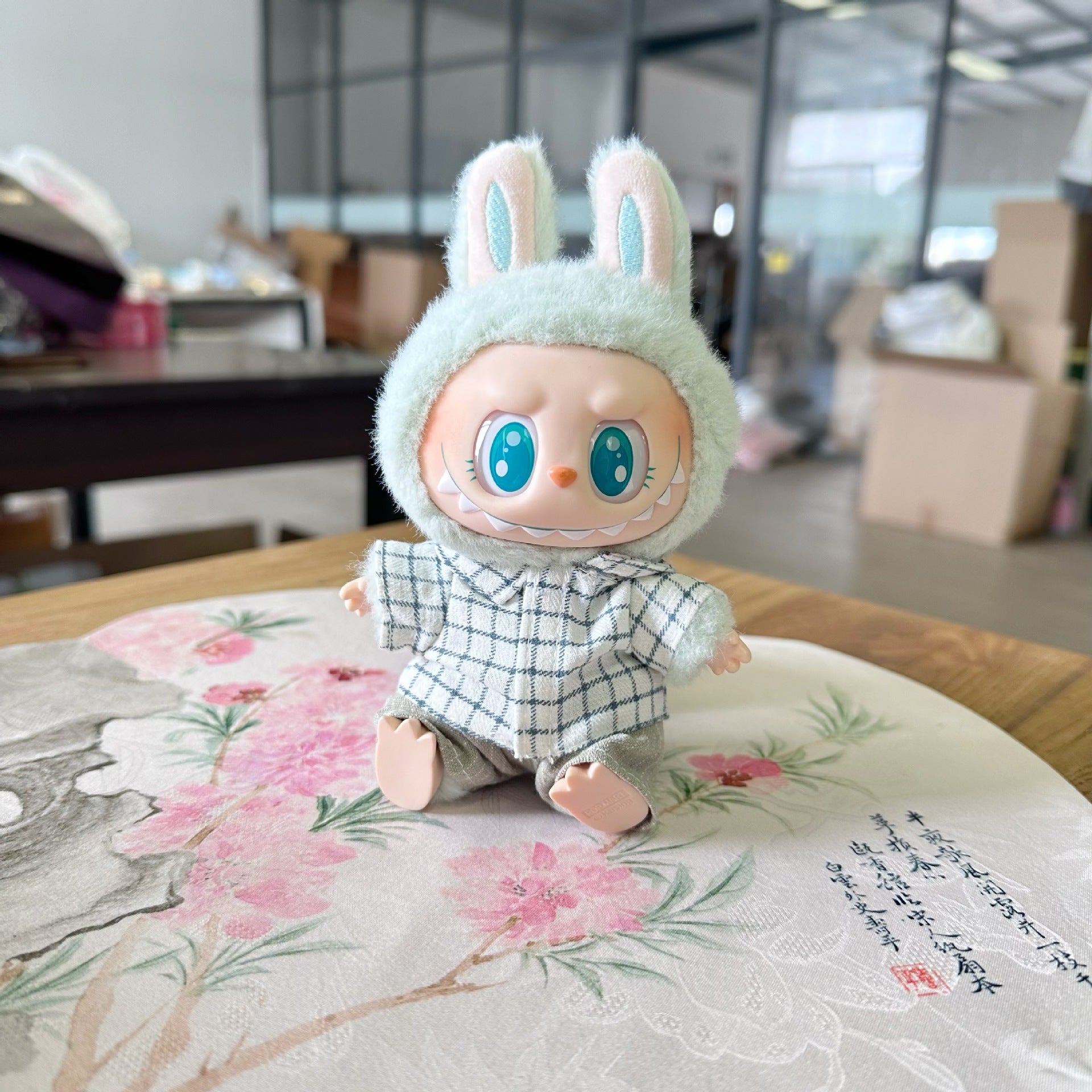 Clothes Only] The First and Second Generation Blind Box Labubu Doll Clothes Pendant LABUBU suit for Mustard Green Plaid