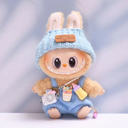Labubu Doll Outfit Set - First & Second Gen Baby Clothes with Hat & Camera