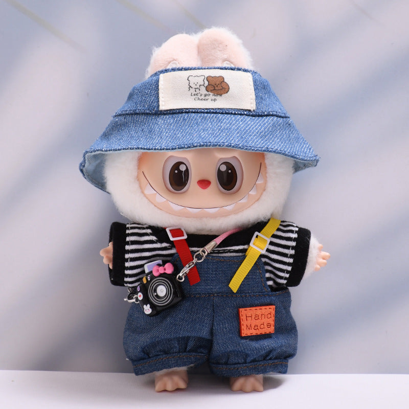 Only baby clothes] one, two and three generations of pendants labubu clothes Denim pants striped T labubu baby clothes
