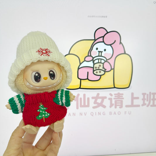 Generation II Blind Box Labu Doll Clothes LABUBU Sit Party Doll New Year Clothes Cloak Christmas Hat