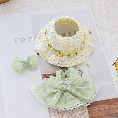 Generation II Blind Box Labubu Hanging Clothes Rab Cloth Sit Party Clothes Doll Summer Straw Hat Skirt