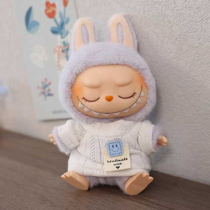 LABUBU Sitting Party Doll Rab Bub Macaron 2nd Generation Sitting Vinyl Doll Dress Dress for Dress