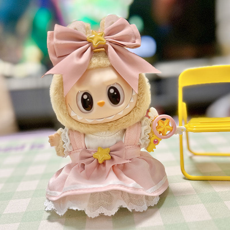 Only clothes] pull cloth doll clothes one, two and three generations of key chain LABUBU wear baby clothes small cherry blue shark