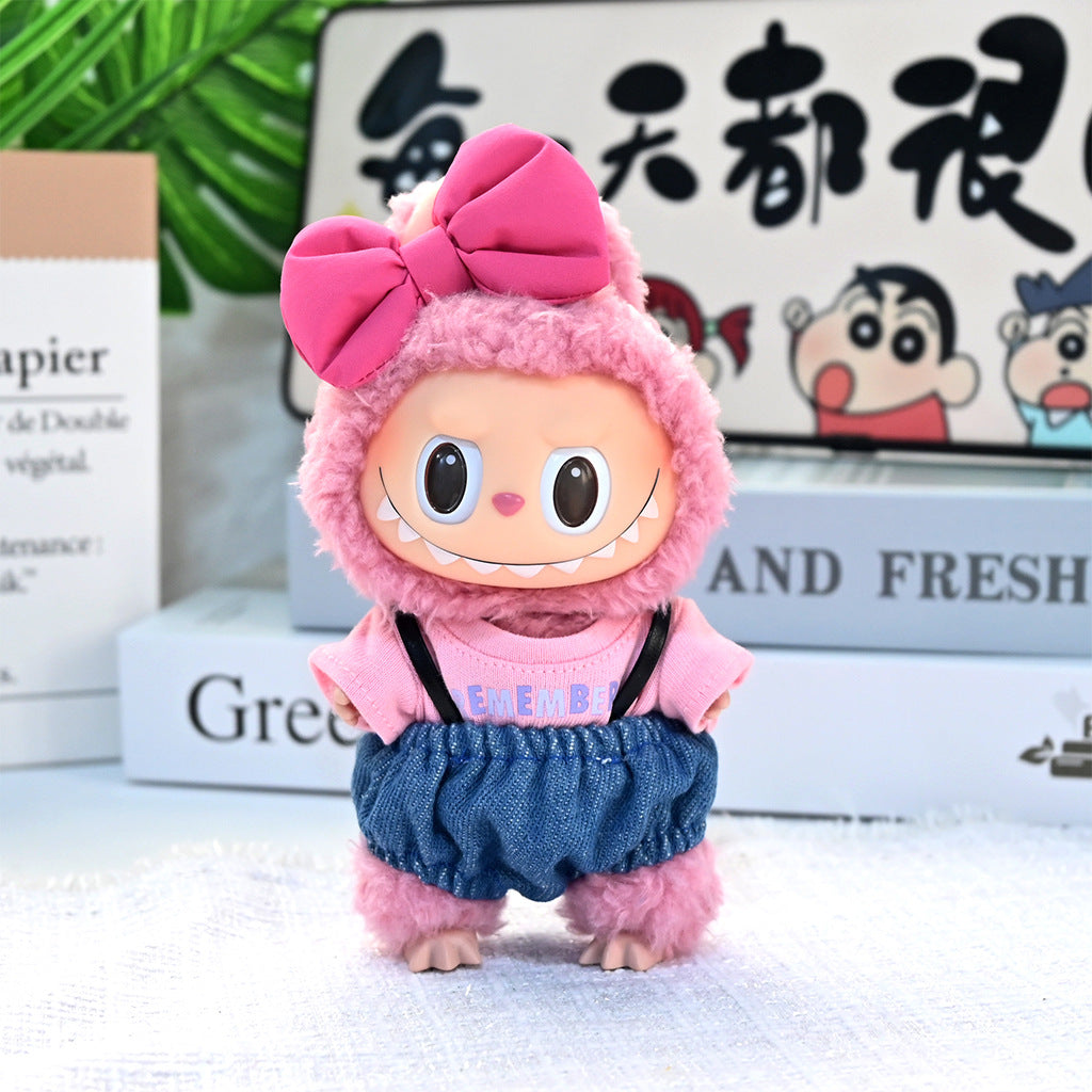 Only clothes] 17cm labubu doll vinyl pendant doll tide brand Macaron Labubu for doll