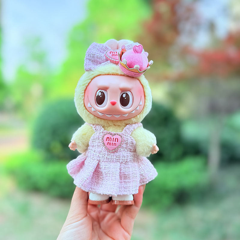 Labubu Doll Clothes - 17cm Cute Pink Cheongsam Outfit & Accessories