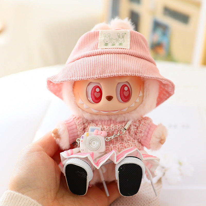 The second generation of Labubu blind box pendant clothes sit party pull cloth doll clothes for JK pleated skirt suit