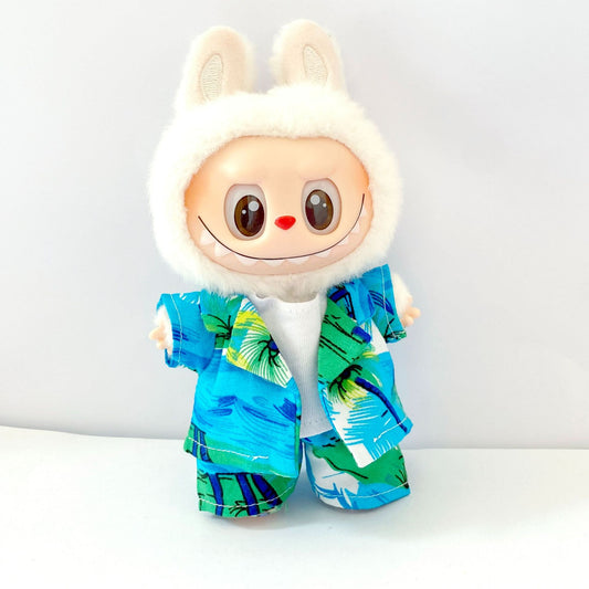Labubu 17cm Doll Hawaiian Beach Outfit - 3-Piece Set
