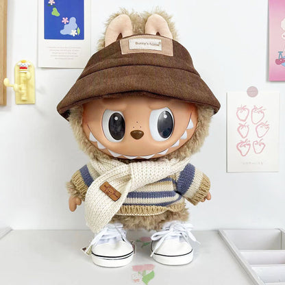 Labubu Doll Clothes - 38CM Cute Outfit Set with Sweater, Hat & Scarf