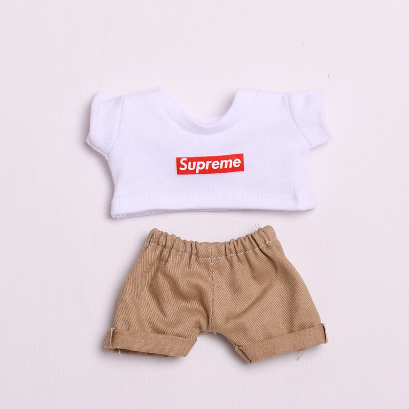 Only clothes] 17cm blind box pull cloth clothes for Labubu vinyl pendant doll casual T-shirt suit